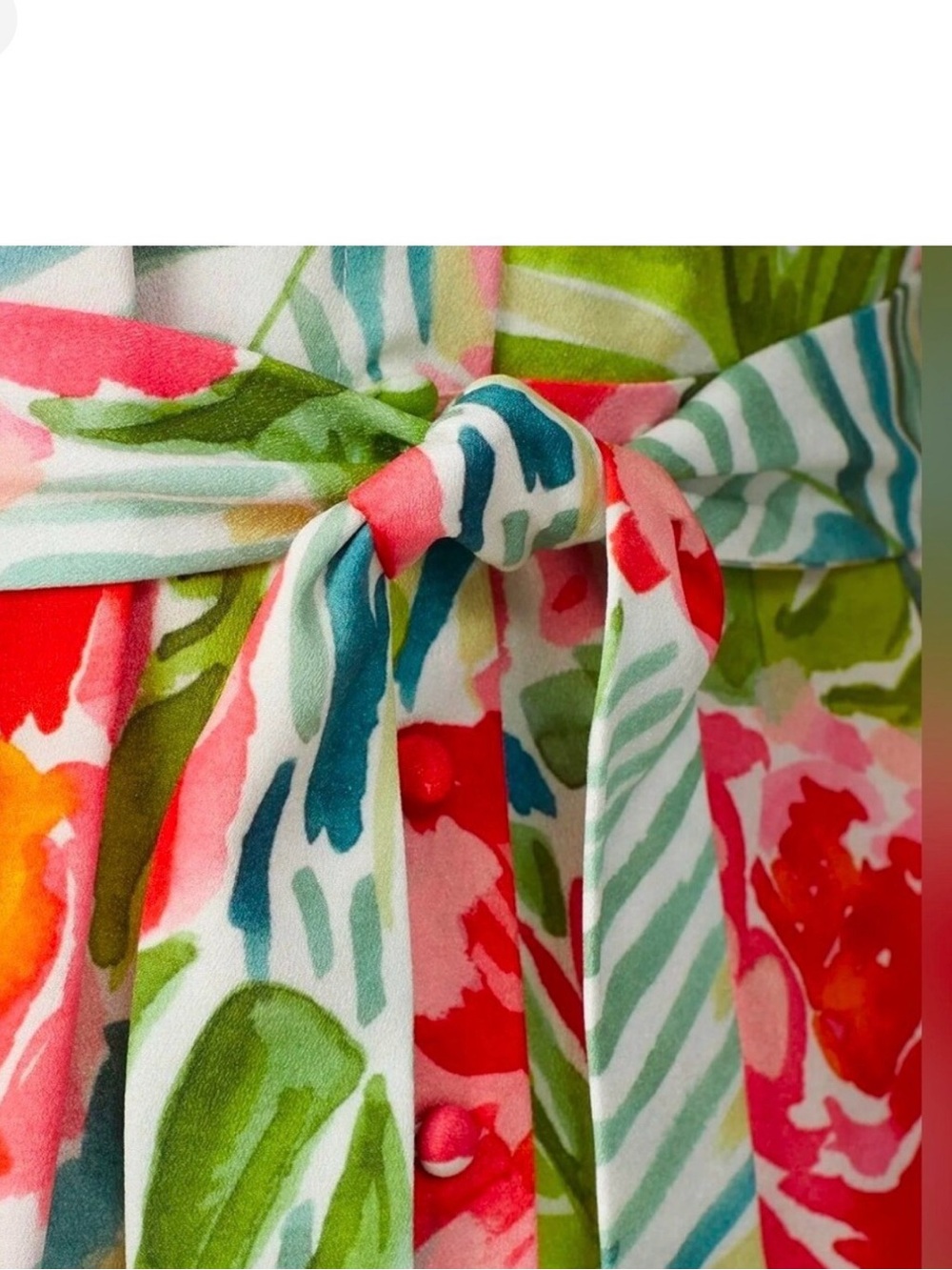 Badgley Mischka Floral Midi Dress in Red, Green, Cream - Picture 5 of 6